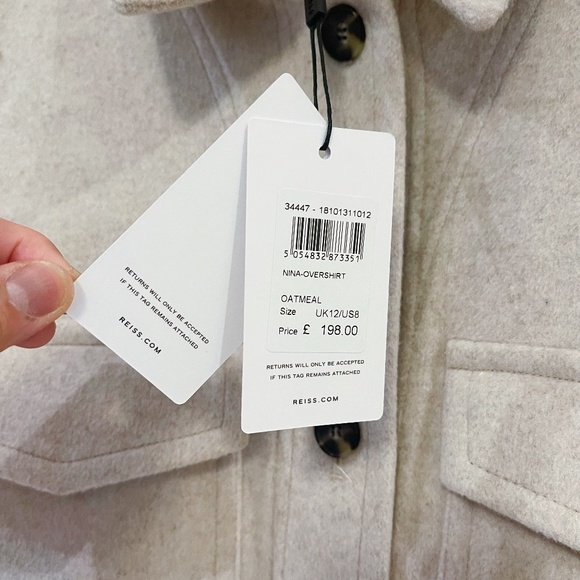 Reiss Oatmeal Nina Wool Over-shirt Women US8 - Picture 5 of 9
